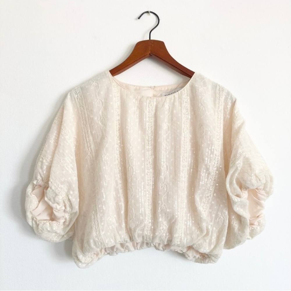 Anthropologie Cream Textured Blouse